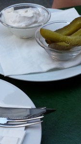 M restaurant pickle and sour cream