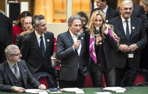 This year's hosts Michel Drucker et l'ex-mannequin Adriana Karembeu